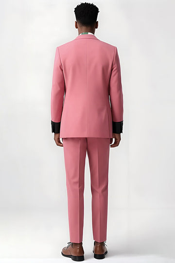 2 Piece Single Breasted Peak Lapel Pink Men's Suits